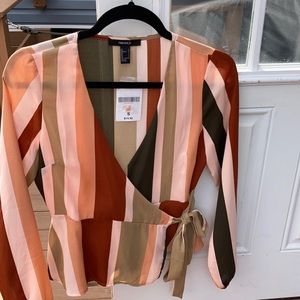 NWT Forever 21 Striped Blush/Rust Blouse!